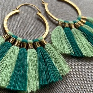 Green Hoop Earrings